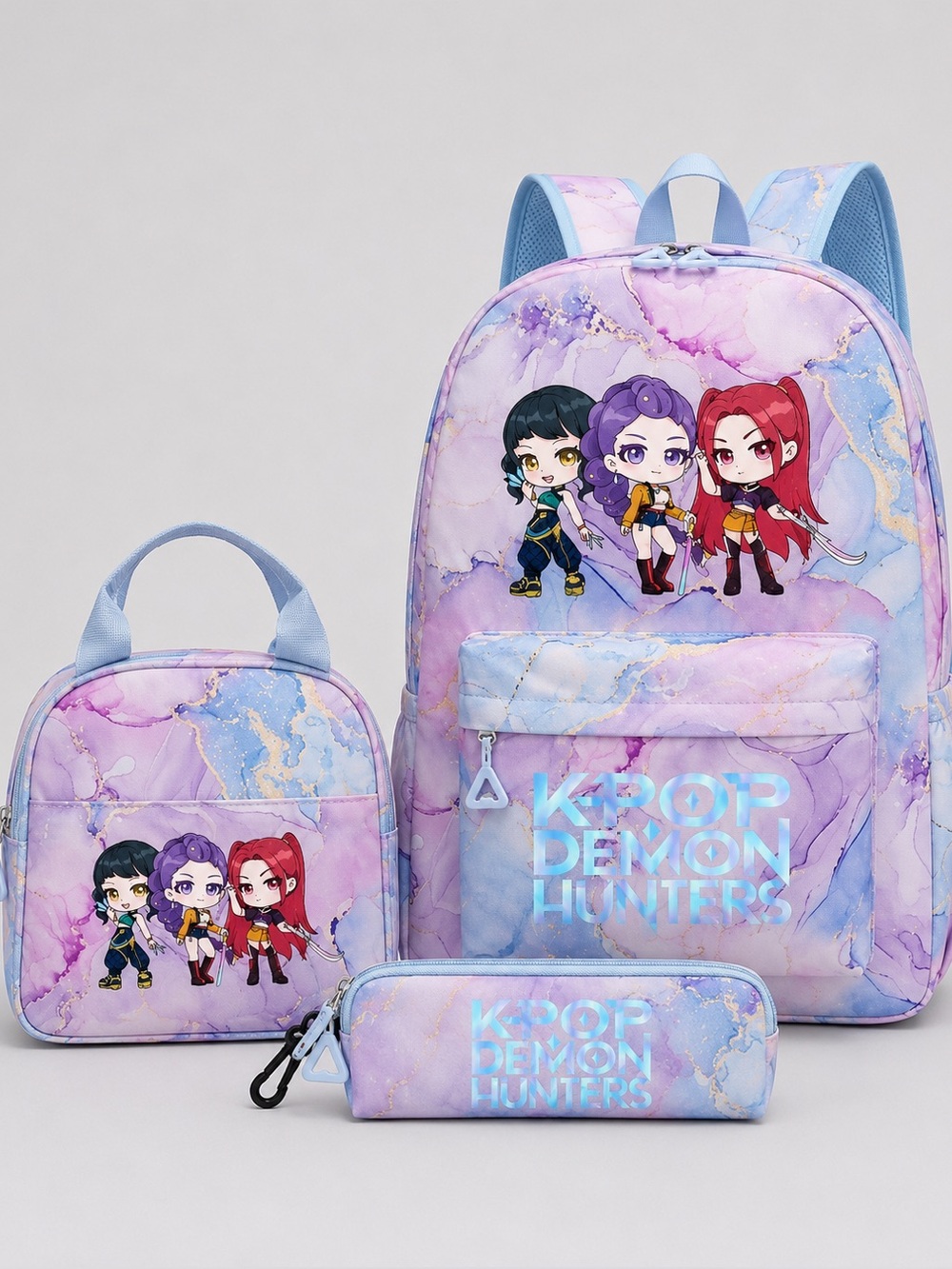 KPOP Demon Hunters 3-Piece Marble Backpack Set